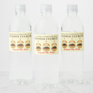 Cheeseburger Hamburger Burger Picnic Barbecue GRIL Wasserflaschenetikett