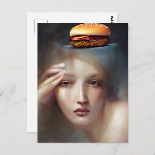 Cheeseburger im Kopf Postkarte (Vorne/Hinten)