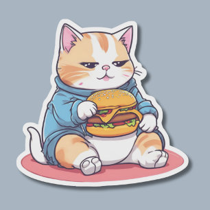 Cheeseburger Kauen Katze Wasserdicht Aufkleber
