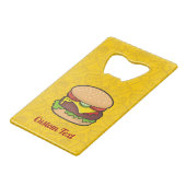 Cheeseburger Kreditkarte Flaschenöffner (Vorderseite Schrägansicht)