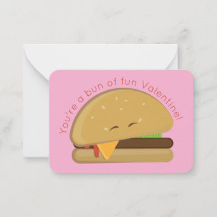 Cheeseburger Mini Valentinstagskarte für Kinder in Mitteilungskarte