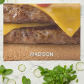 Cheeseburger mit eigenem Namen Geschirrtuch (Gefaltet)