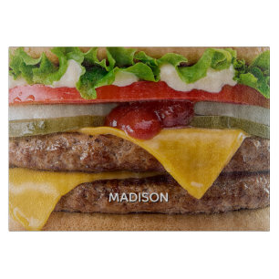 Cheeseburger mit eigenem Namen Schneidebrett
