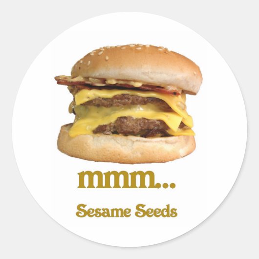 Cheeseburger - mmm..Sesamsamen Runder Aufkleber (Vorderseite)