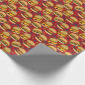 Cheeseburger-Muster Rot Geschenkpapier (Ecke)