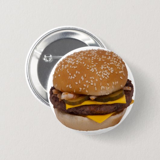 Cheeseburger On Sesame Seed Bun Button (Vorne & Hinten)
