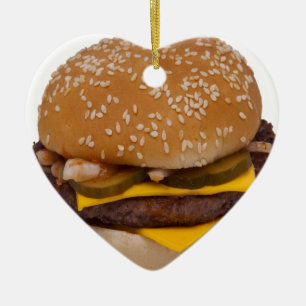 Cheeseburger On Sesame Seed Bun Keramikornament