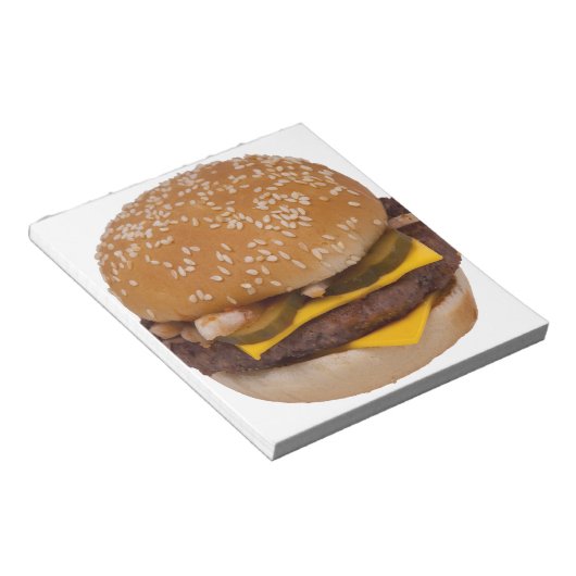 Cheeseburger On Sesame Seed Bun Notizblock (angewinkelt)