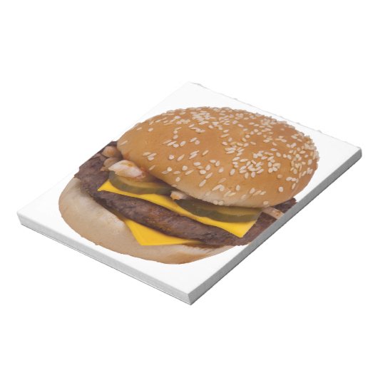 Cheeseburger On Sesame Seed Bun Notizblock (Rotiert)