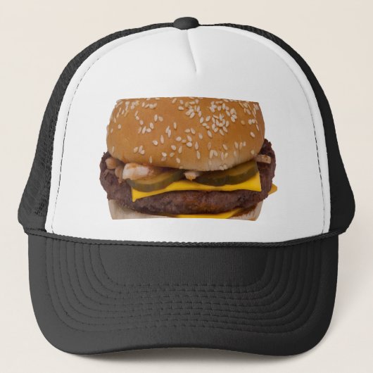 Cheeseburger On Sesame Seed Bun Truckerkappe (Vorderseite)