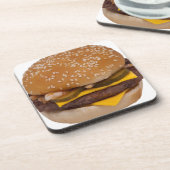 Cheeseburger On Sesame Seed Bun Untersetzer (Linke Seite)