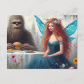 Cheeseburger Picnic mit Sasquatch und Fairy Postkarte (Vorderseite)