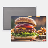 Cheeseburger & Pommes Magnet (Vorderseite/Rückseite)