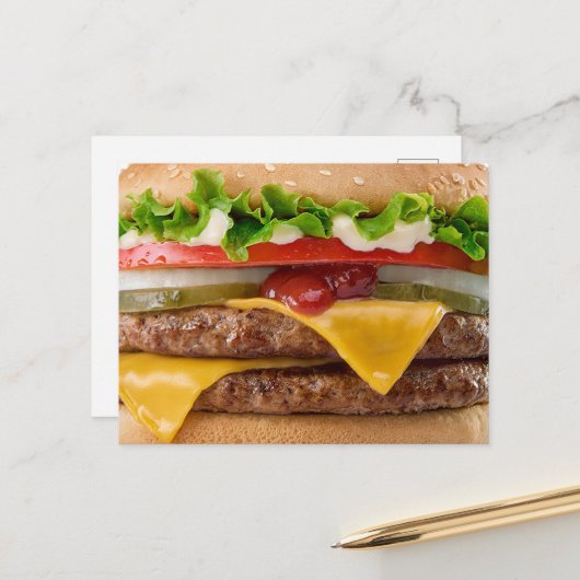 Cheeseburger Postkarte (Vorderseite/Rückseite Beispiel)