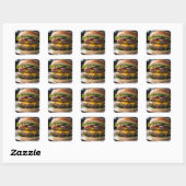 Cheeseburger Quadratischer Aufkleber (Blatt)