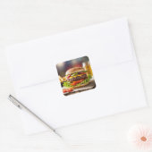 Cheeseburger Quadratischer Aufkleber (Umschlag)