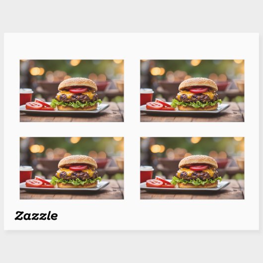 Cheeseburger Rechteckiger Aufkleber (Blatt)