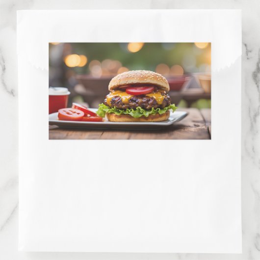 Cheeseburger Rechteckiger Aufkleber (Tasche)