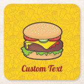 Cheeseburger Square Paper Untersetzer (Vorderseite)