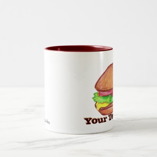 Cheeseburger-Tasse Zweifarbige Tasse (Mittel)