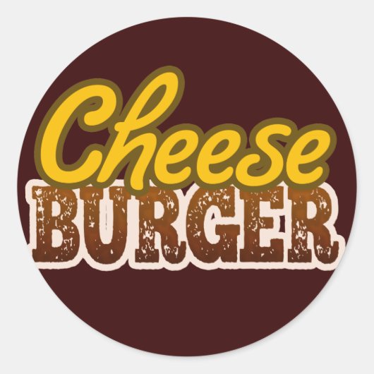 Cheeseburger Text Design Runder Aufkleber (Vorderseite)