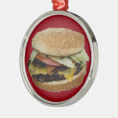 Cheeseburger und Fries Silbernes Ornament (Links)