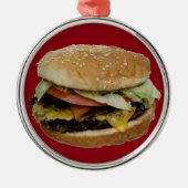 Cheeseburger und Fries Silbernes Ornament (Vorne)