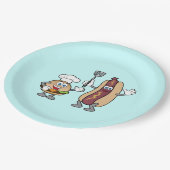 Cheeseburger-und Hotdog-Party-Teller Koch-Heraus Pappteller (Schrägansicht)