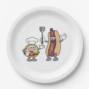 Cheeseburger-und Hotdog-Party-Teller Koch-Heraus Pappteller