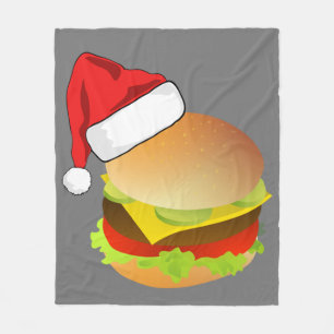 Cheeseburgers Hamburger Santa Hat Matching Xmas Fleecedecke