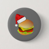 Cheeseburgers Hamburger Weihnachtsmannmütze Matchi Button (Vorderseite)