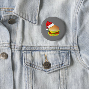 Cheeseburgers Hamburger Weihnachtsmannmütze Matchi Button