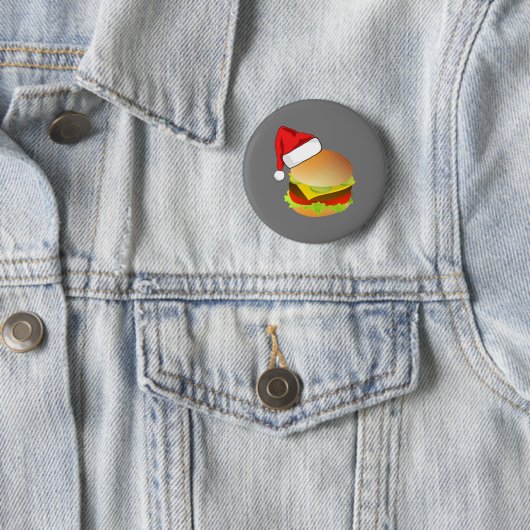 Cheeseburgers Hamburger Weihnachtsmannmütze Matchi Button (Beispiel)