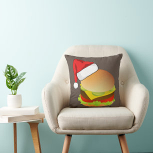 Cheeseburgers Hamburger Weihnachtsmannmütze Matchi Kissen