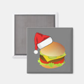 Cheeseburgers Hamburger Weihnachtsmannmütze Matchi Magnet (Vorderseite/Rückseite)