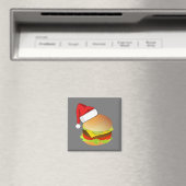 Cheeseburgers Hamburger Weihnachtsmannmütze Matchi Magnet (In Situ (Geschirrspüler))