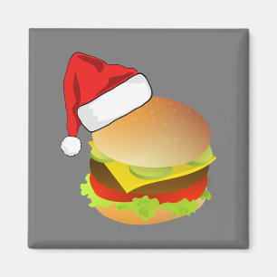 Cheeseburgers Hamburger Weihnachtsmannmütze Matchi Magnet