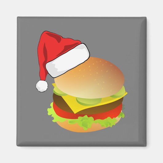 Cheeseburgers Hamburger Weihnachtsmannmütze Matchi Magnet (Vorne)