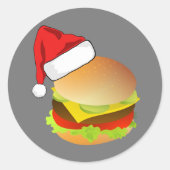 Cheeseburgers Hamburger Weihnachtsmannmütze Matchi Runder Aufkleber (Vorderseite)