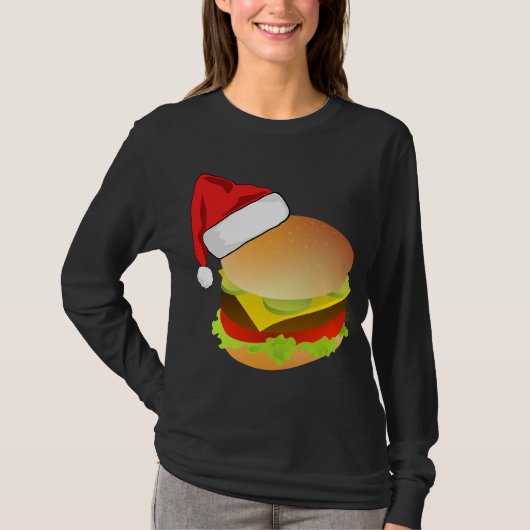 Cheeseburgers Hamburger Weihnachtsmannmütze Matchi T-Shirt (Vorderseite)