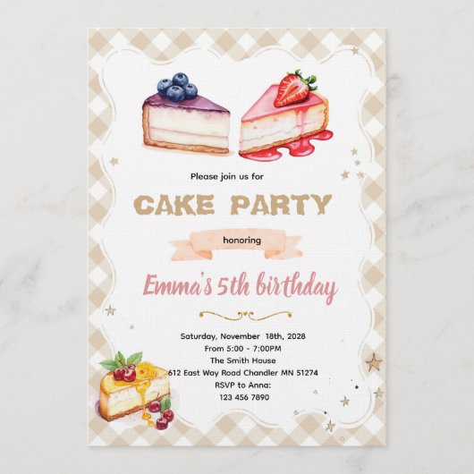 Cheesecake-Party-Einladung Einladung (Vorderseite)