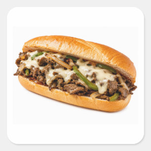 Cheesesteak-Sandwich isoliert Quadratischer Aufkleber