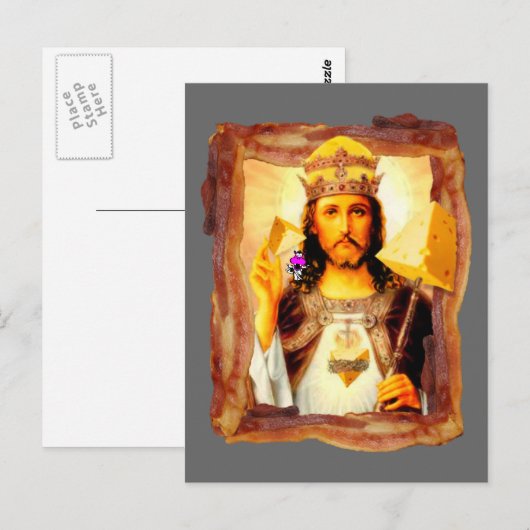 Cheesus Bacon Christ Postkarte (Vorne/Hinten)
