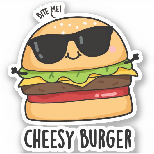 Cheesy Burger Funny Food Puns Aufkleber (Vorderseite)