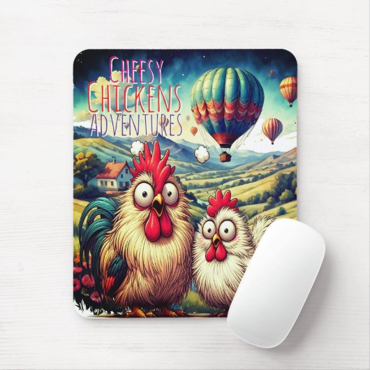 "Cheesy Chicken Balloon Adventure" Mouse Pad Mousepad (Mit Mouse)