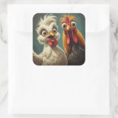 "Cheesy Chicken Selfies Anna & Stan"  Quadratischer Aufkleber (Tasche)