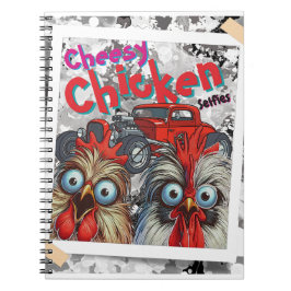 "Cheesy Chicken Selfies" Hot Rod Spiral Notebook Notizblock