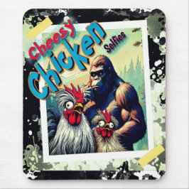 "Cheesy Chicken Selfies" Meet Bigfoot Mouse Pad Mousepad