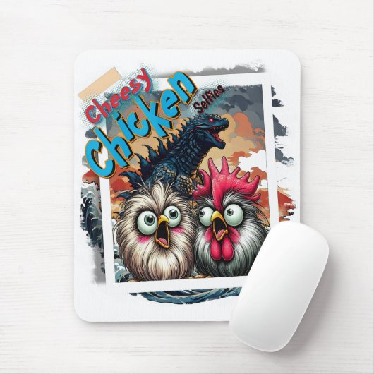 "Cheesy Chicken Selfies" Meets T rex Mouse Pad Mousepad (Mit Mouse)