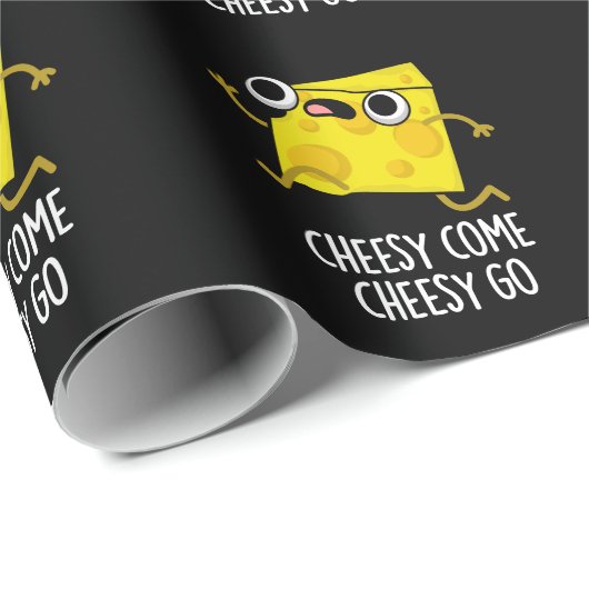 Cheesy Come Cheesy Go Funny Food Puff Dark BG Geschenkpapier (Rolleneckpunkt)